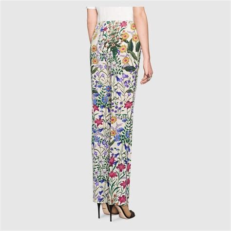 creps are looking gucci|Floral polyester crêpe pant in multicolor .